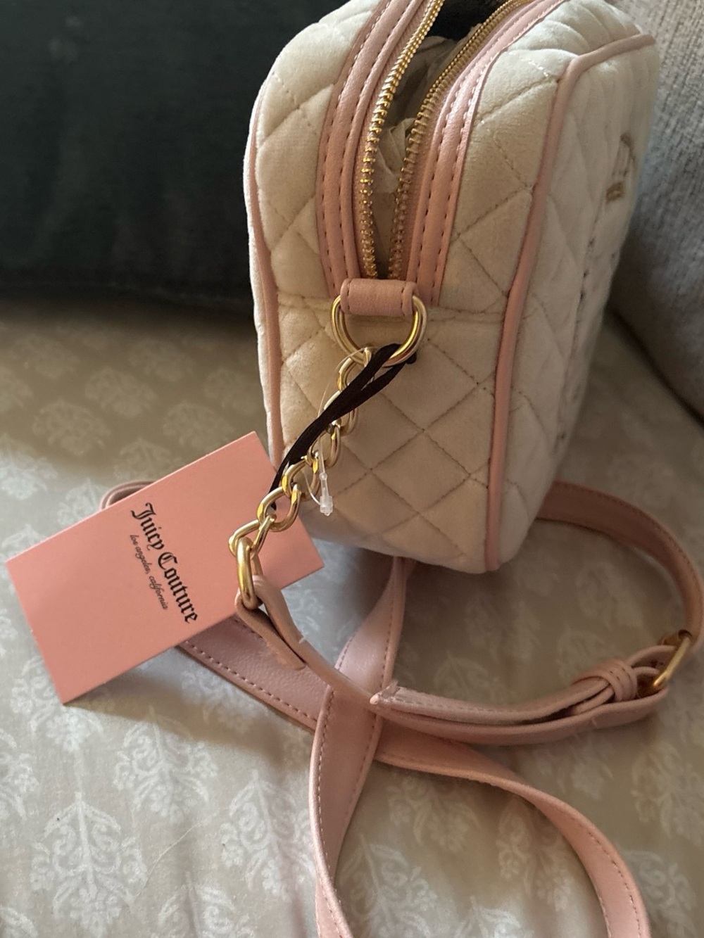 Juicy Couture Blush Quilted Crossbody with Crown Crest - Picture 7 of 7